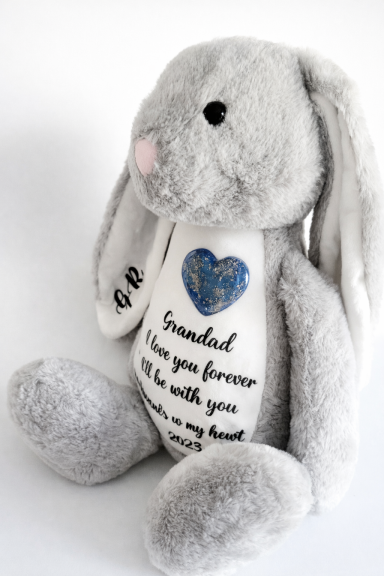 Memorial bunny personalised including Ashes or hair.